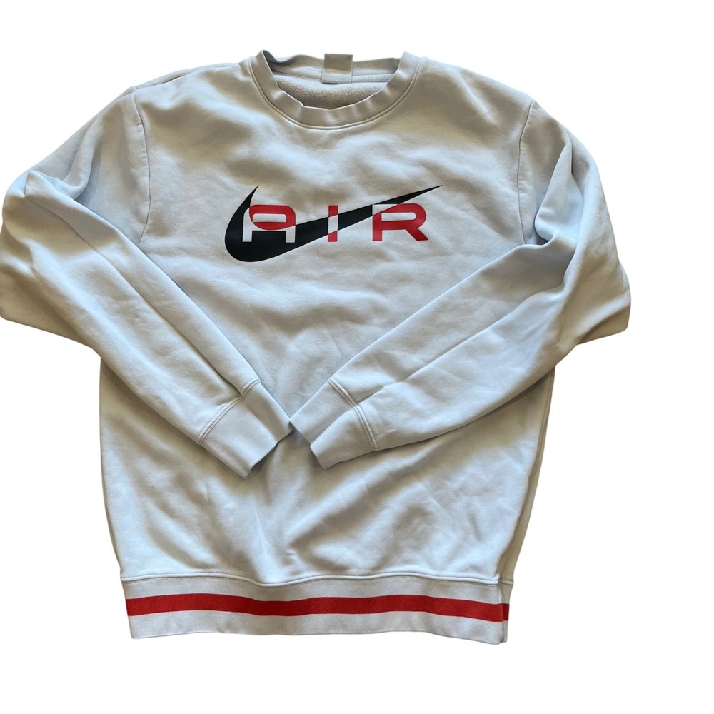 Nike‎ Air Crewneck Sweatshirt Mens Small White Red Grey Graphic Fleece Pullover